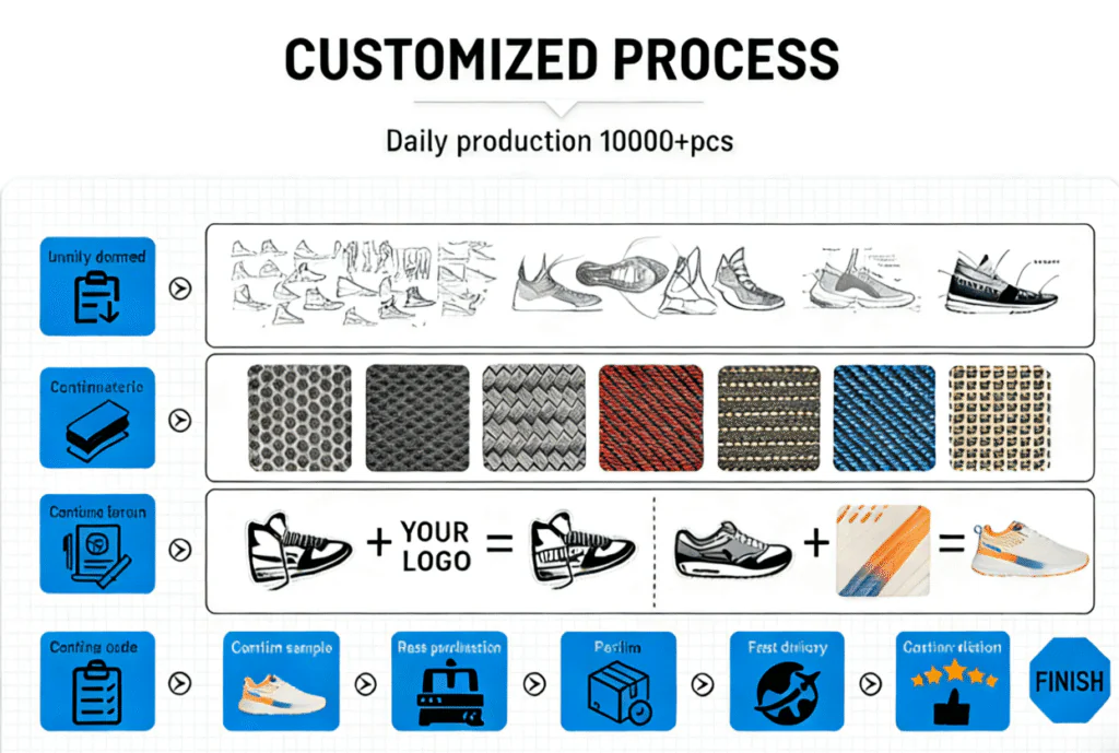 Custom shoes manufacturing process - sample development and material sourcing