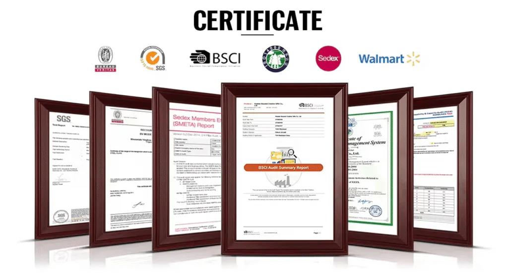 ISO certification and quality assurance documents for footwear manufacturing
