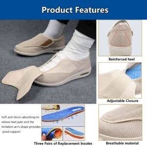 Diabetic shoes showing key features like extra depth, seamless interior, and protective design
