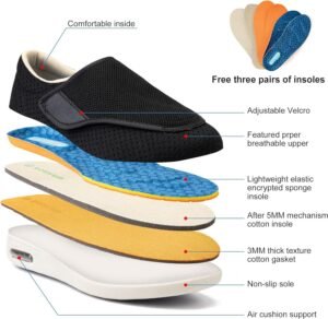 Professional diabetic shoe fitting showing proper measurement and width assessment