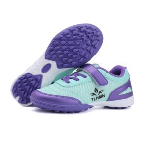 TF outsole on breathable youth football boots showing rubber stud pattern for turf traction