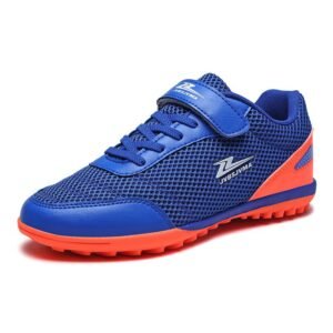Durable kids turf soccer shoes side view with reinforced toe cap