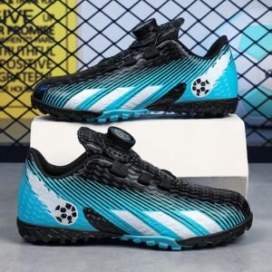 Recycled material upper on eco-friendly kids AG soccer cleats