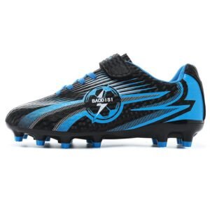 Lightweight kids FG soccer cleats side view with breathable mesh upper for firm ground