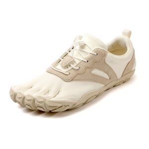 Athlete wearing minimalist five toe gym shoes during functional training workout