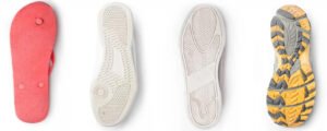 Close-up of lightweight EVA foam sole material showing its cellular structure