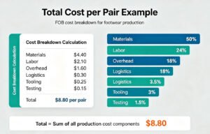 Example calculation of total cost per pair including all components